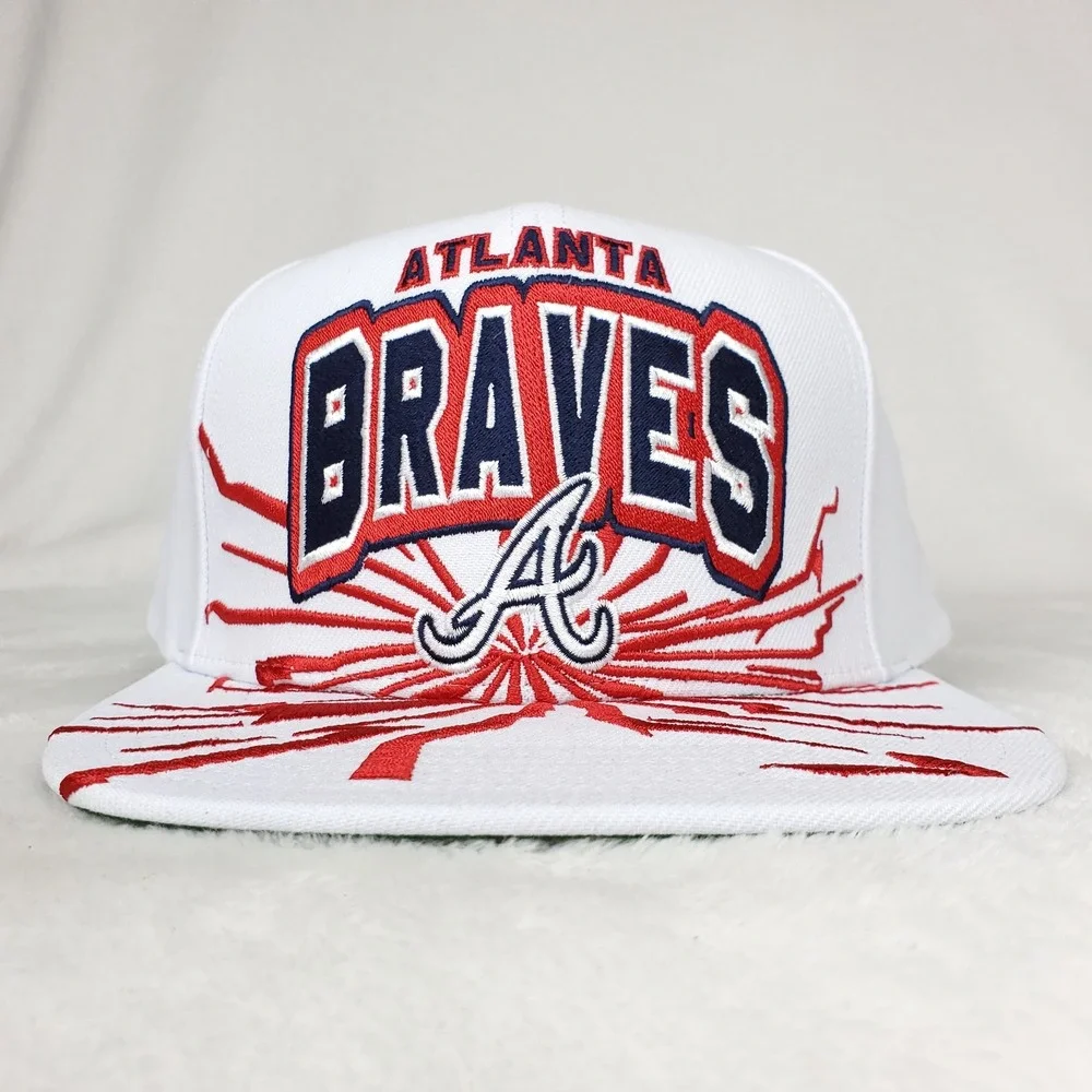 Atlanta Braves Mitchell & Ness‎ MLB Snapback Hat Cap Earthquake Art White NWT